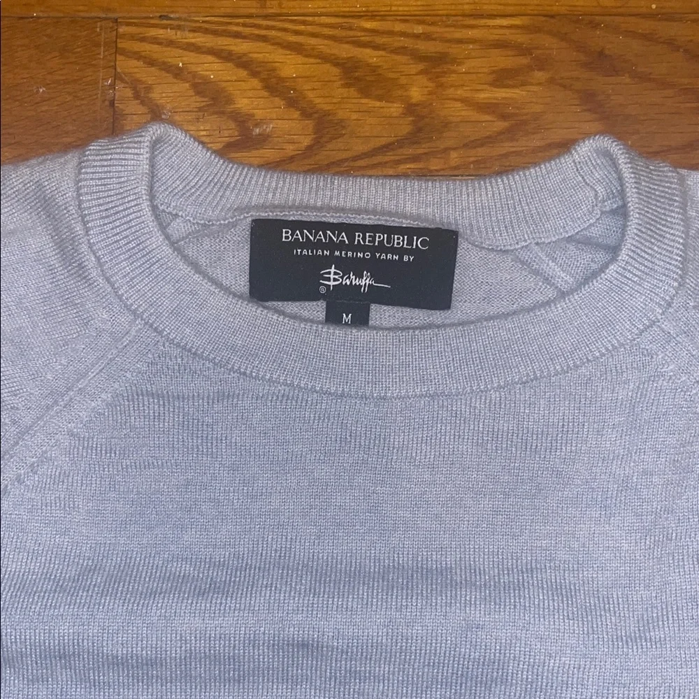 🌴⭐️ Banana Republic Men's Soft Blue Merino Wool Crewneck Sweater - EUC